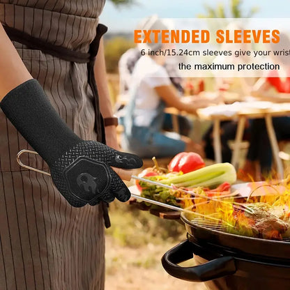 Heat Resistant Silicone BBQ Mitts for Cooking (1 Pair)