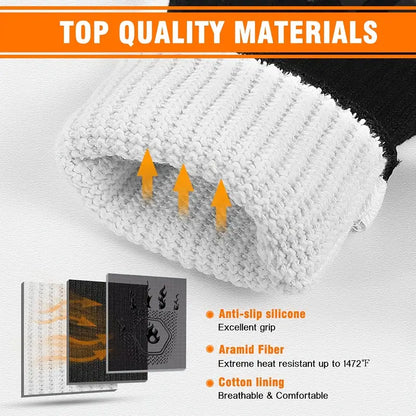 Heat Resistant Silicone BBQ Mitts for Cooking (1 Pair)