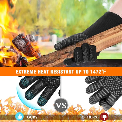 Heat Resistant Silicone BBQ Mitts for Cooking (1 Pair)