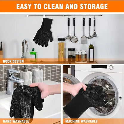 Heat Resistant Silicone BBQ Mitts for Cooking (1 Pair)